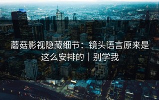 蘑菇影视隐藏细节：镜头语言原来是这么安排的｜别学我