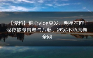 【爆料】糖心vlog突发：明星在昨日深夜被曝曾参与八卦，欲罢不能席卷全网