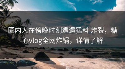 圈内人在傍晚时刻遭遇猛料 炸裂，糖心vlog全网炸锅，详情了解