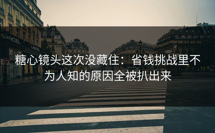 糖心镜头这次没藏住：省钱挑战里不为人知的原因全被扒出来-第1张图片-黑料网爆料中心 - 实时更新娱乐热点