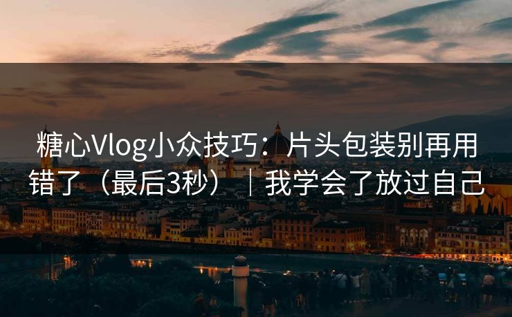 糖心Vlog小众技巧：片头包装别再用错了（最后3秒）｜我学会了放过自己-第1张图片-黑料网爆料中心 - 实时更新娱乐热点